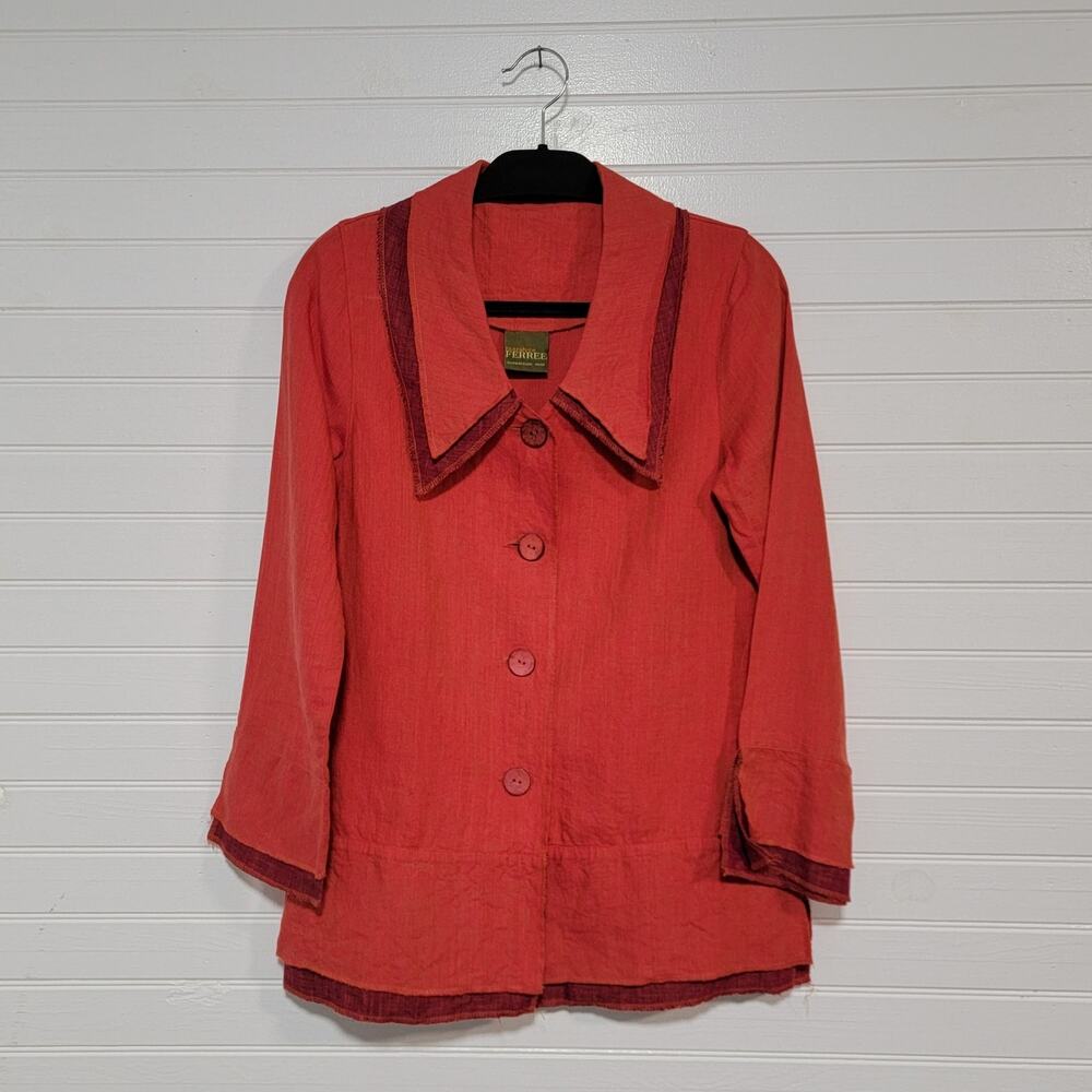 Maralyce Ferree Linen Lagenlook Art to Wear Layered Tunic Jacket Made in USA Top